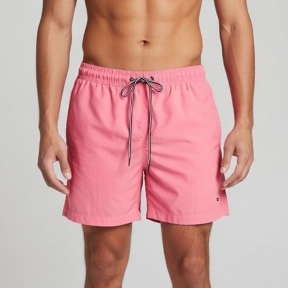 Tommy Hilfiger Pink Swim Trunks Drawstring Mesh Lined Men's Size XL